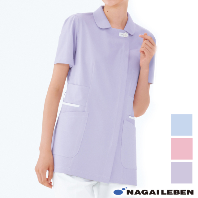 ナガイレーベン ナースウェア ジャケット LX4012 l 半袖 医療用 看護師 介護 レディース レディス 女子 上衣 医務衣 取り寄せ 宅配便7 stp