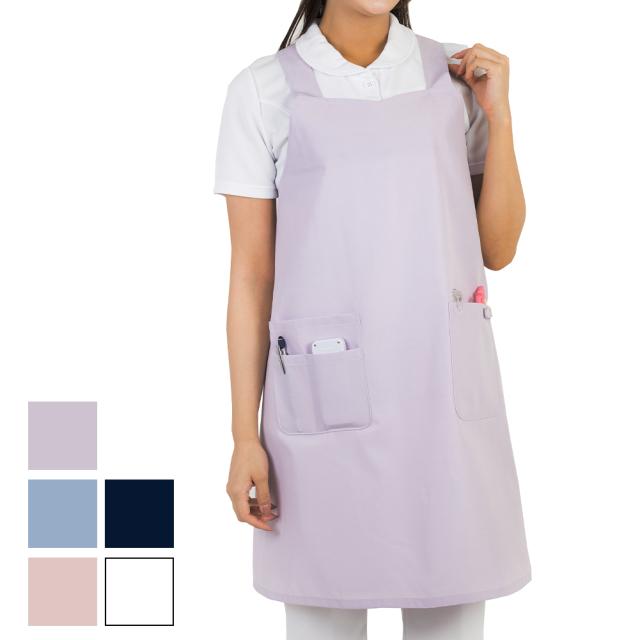 フラワーカット エプロン 897-2 l ナースエプロン レディース 予防衣 保育士 通常メール便 送料無料 clp