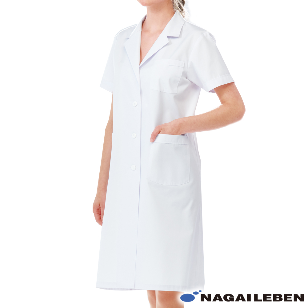 ナガイレーベン 送料無料 ナースウェア 白衣 レディス  シングル診察衣（半袖） カラーホワイト 品番EP-132 女性用