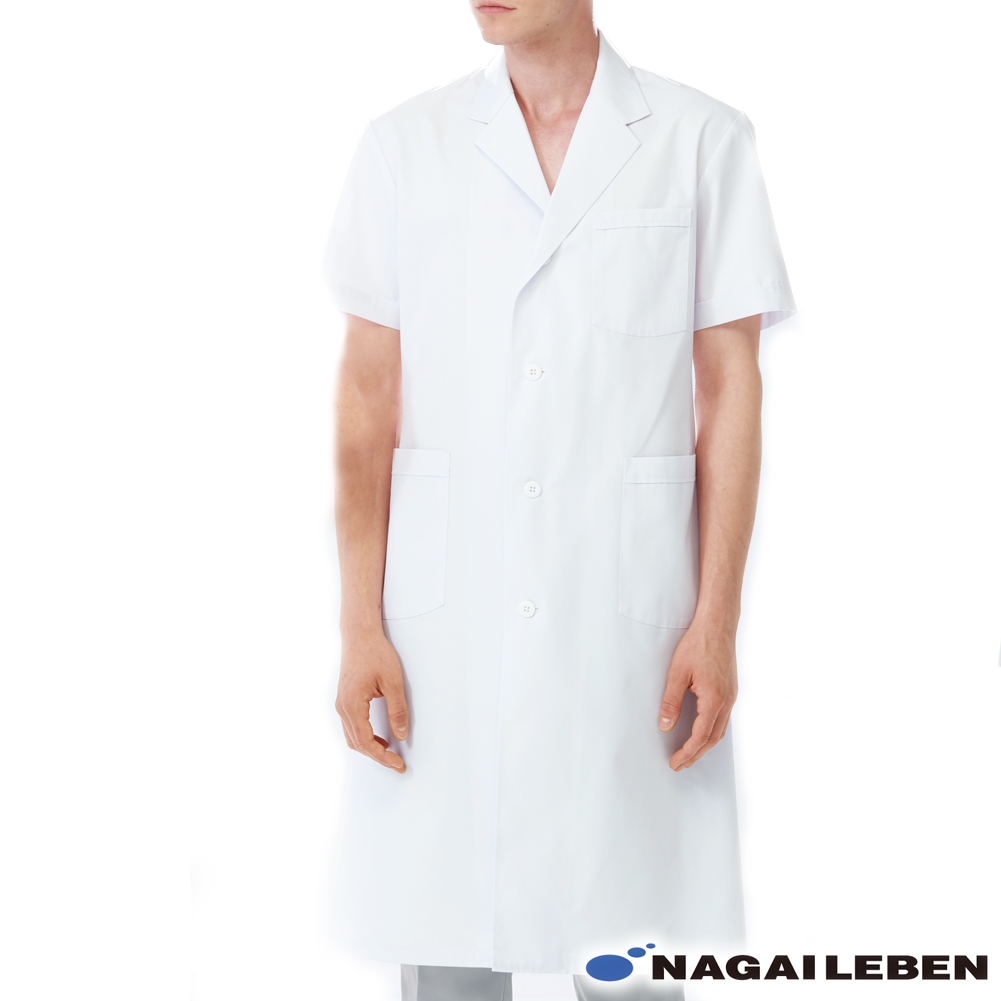 ナガイレーベン メンズ シングル 診察衣 EP112 半袖 ホワイト 白衣 男性用 ナースウェア stp