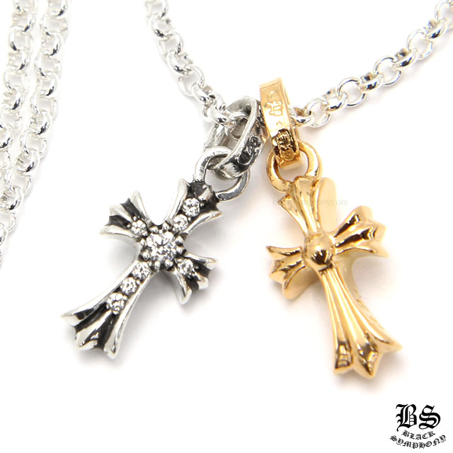 クロムハーツ chromehearts CHクロスベビーファット22K＆CHクロスベビーファットwithパヴェダイヤモンド＆ロールチェーンセット