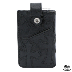 クロムハーツ ウォレット セメタリークロスパッチ ブラック ヘビーレザー クロムハーツ3フォールドウォレットセメタリークロスパッチブラック