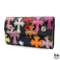 希少新品クロムハーツWAVEウォレットクロスパッチ財布 クロムハーツ ウェーブウオレット クロスパッチ 長財布 マルチカラー