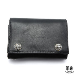 クロムハーツ3フォールドウォレットセメタリークロスパッチブラック  