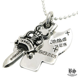 クロムハーツ3トリンケッツペンダントwithペーパーチェーン24インチ  