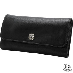 クロムハーツ 財布 ロングウォレットクロスボタンブラックレザー  