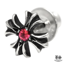 クロムハーツタイニーECHプラスドロップイヤリングwithルビー|クロム  