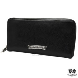 クロムハーツスクロールラベル　財布からの部品 クロムハーツRECFジップ#2ブラックレザー プレーンwith