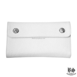 クロムハーツロングウォレットクロスボタンホワイトレザー|クロム 