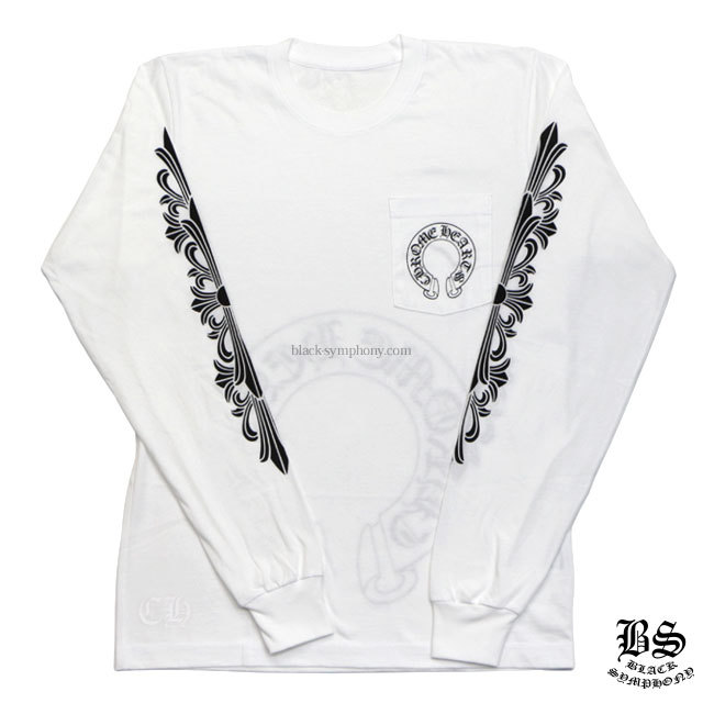 クロムハーツロングTシャツホースシュー&フローラルクロスホワイト  