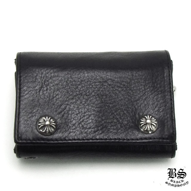 クロムハーツ3フォールドウォレットセメタリークロスパッチブラック  