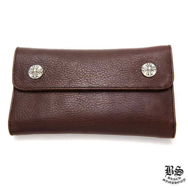 クロムハーツ 財布 ウェーブウォレットクロスボタンブラウン|クロム  