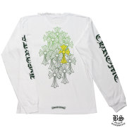 クロムハーツ ロングTシャツ グリーンセメタリークロス ホワイト