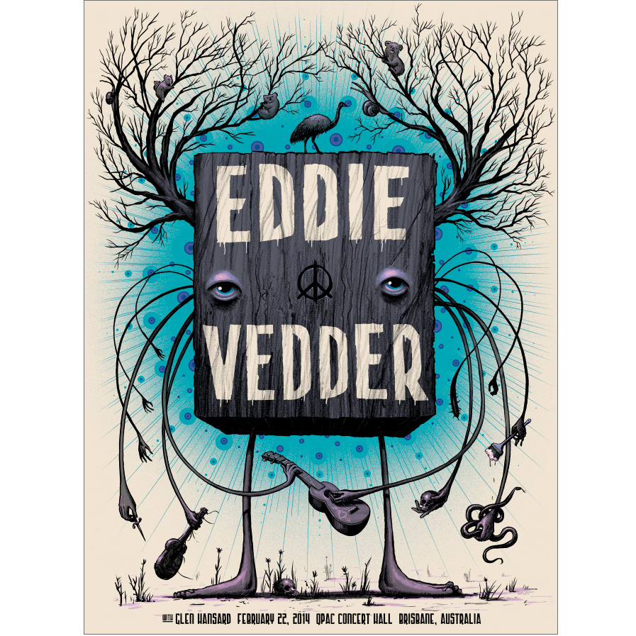 Jeff Soto（ジェフ・ソート） Eddie Vedder（エディ・ヴェダー） QPAC Brisbane 2014 シルクスクリーンポスター