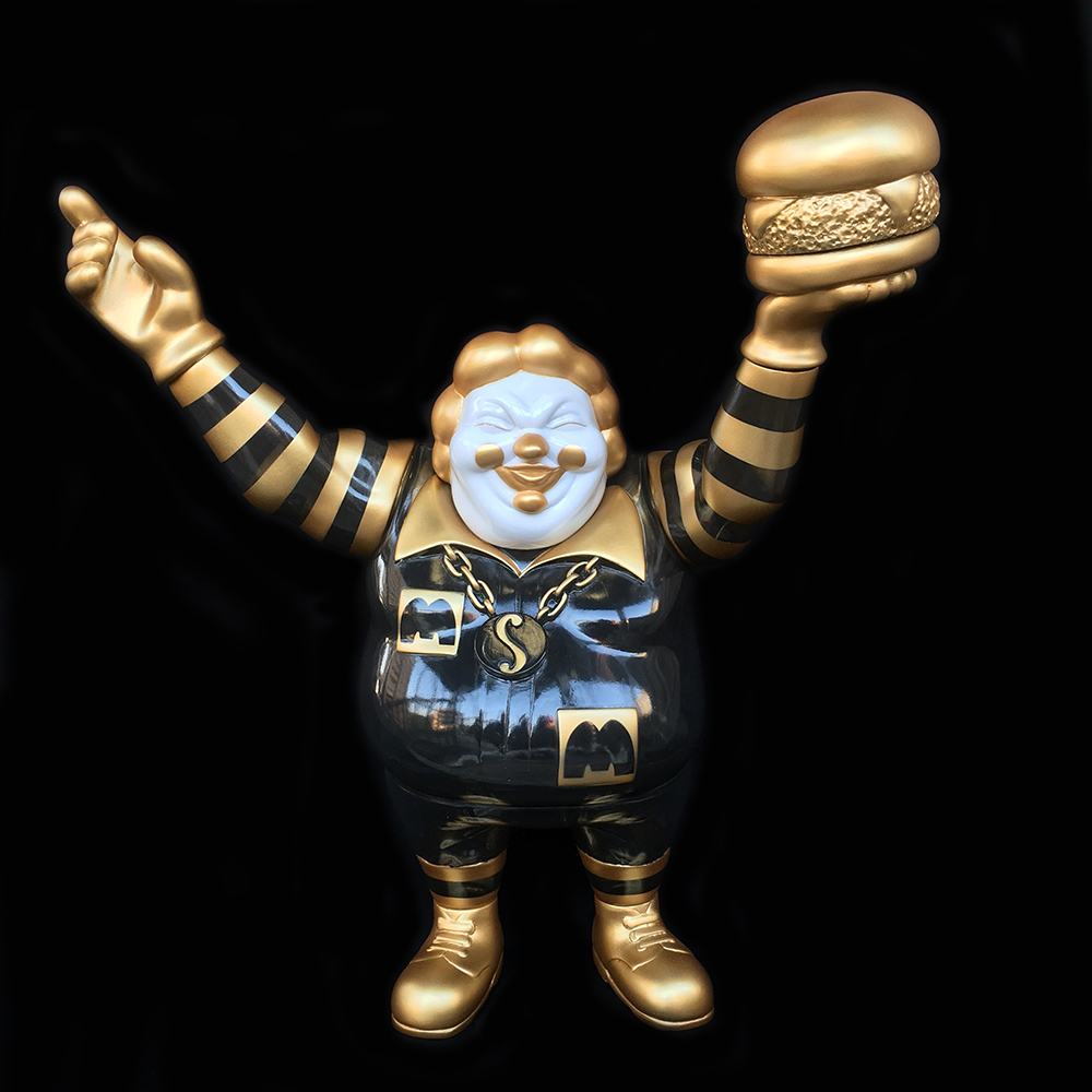 Ron English x BlackBook Toy( ロン・イングリッシュ):EVIL MC 16インチフィギュア Golden Boy
