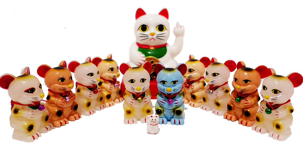 Ron English x BlackBook Toy:mini Fortune Catzilla micro run painted by BBT(Shipped Rondomly)