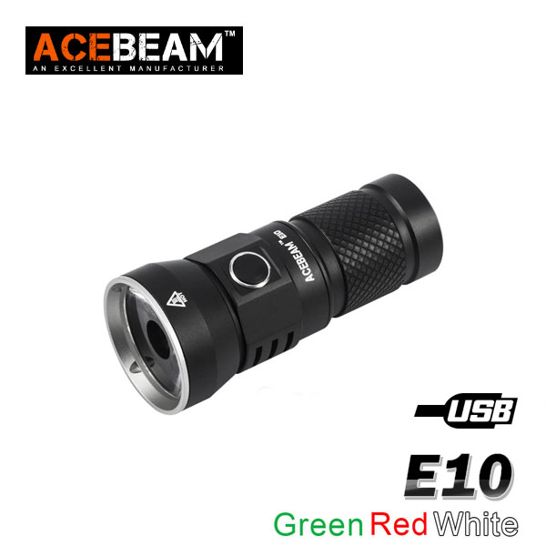 【ACEBEAM（エースビーム）】E10 OSRAM GREEN・WHITE・RED選択/照射距離675M(GREEN)/バッテリー装着