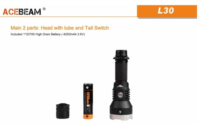 ACEBEAM L30 GEN II 4,000ルーメン Купить Фонарь Acebeam L30 Gen II Cree XHP70.2 тактический в