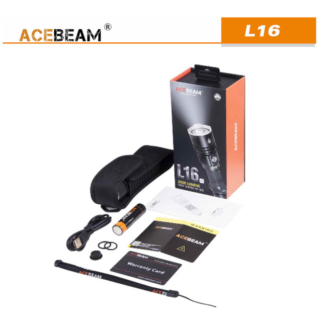 ACEBEAM（エースビーム）】 L16 / XLamp/XHP35 Max2000ルーメン/照射