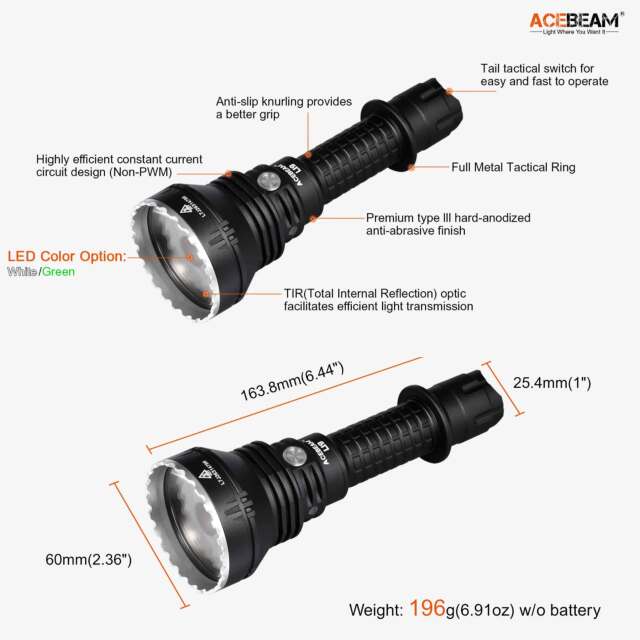 ACEBEAM L19｜話題の高性能ブランド。斬新な設計が、マニアを魅了します。