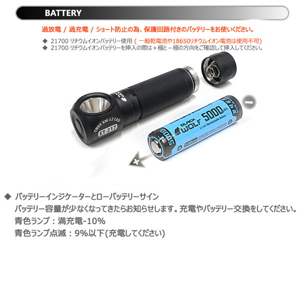 BLACKWOLF(ブラックウルフ)】ヘッドライト ET-217 明るさ 800ルーメン