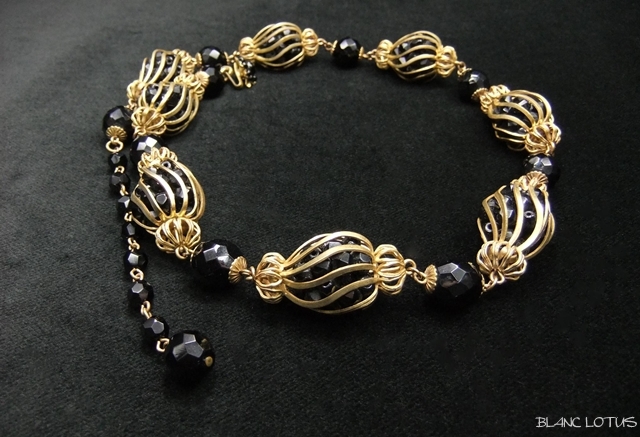 Miriam Haskell（ミリアム・ハスケル）ゴールドと黒のネックレス