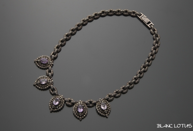 ラベンダーカラーのマーカサイトネックレス