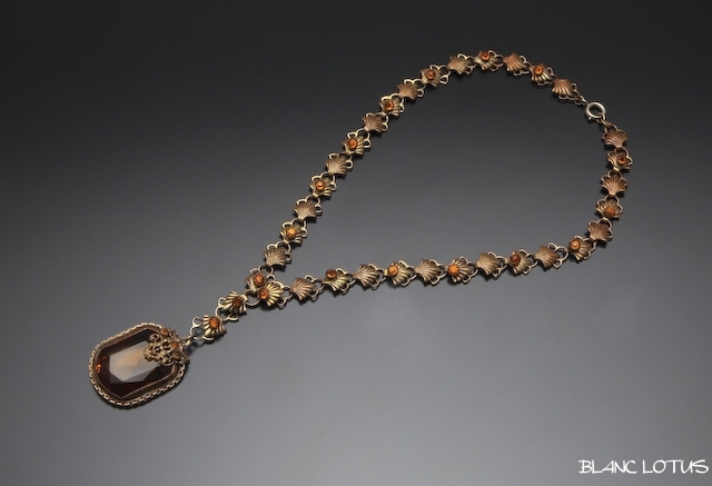 トパーズ色のペンダントネックレス　14K