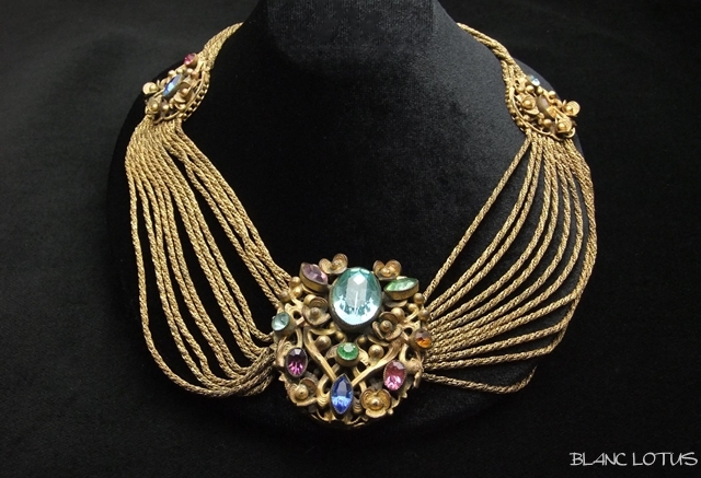 チェコ　マルチカラーラインストーンネックレス