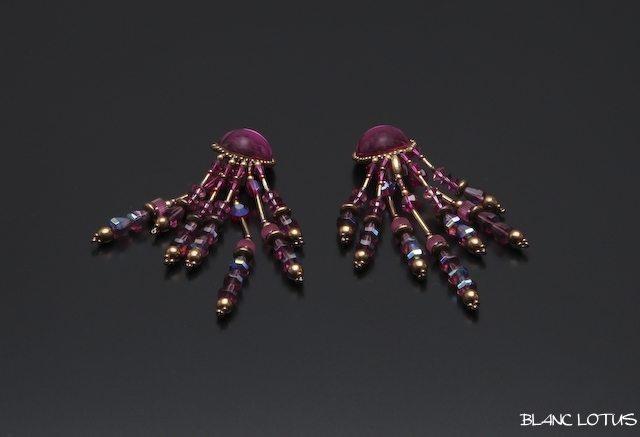 ヴィンテージ　ピンクのラインストーンイヤリング