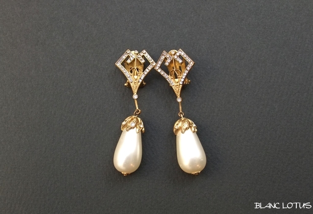 ヴィンテージ　パールのイヤリング　アールデコスタイル