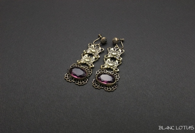 アメジストのロングイヤリング