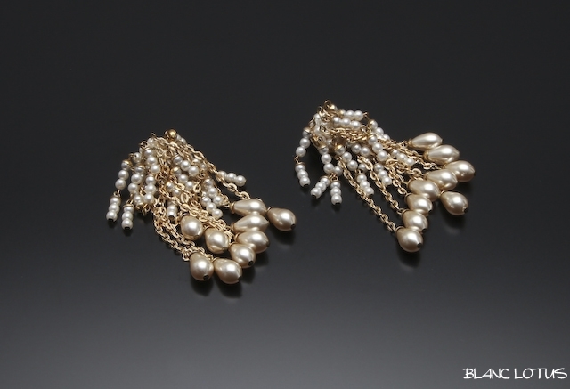 ヴィンテージ　フェイクパールのロングイヤリング