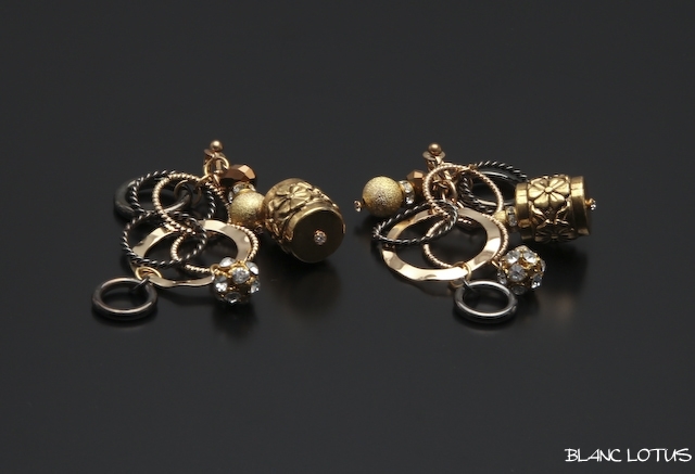 ヴィンテージ　ブラウンメタルのロングイヤリング