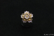 青いエナメルの花のリング　14K