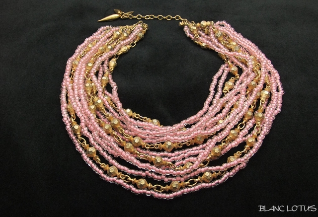 Hattie Carnegie（ハッティ・カーネギー）　ピンクとゴールドの多連ネックレス