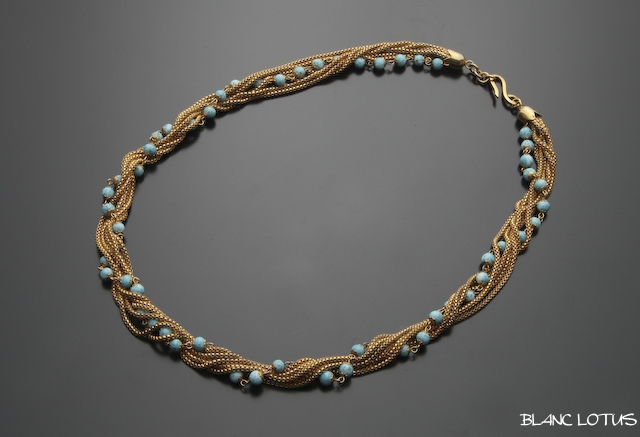 フェイクターコイズのツイストネックレス