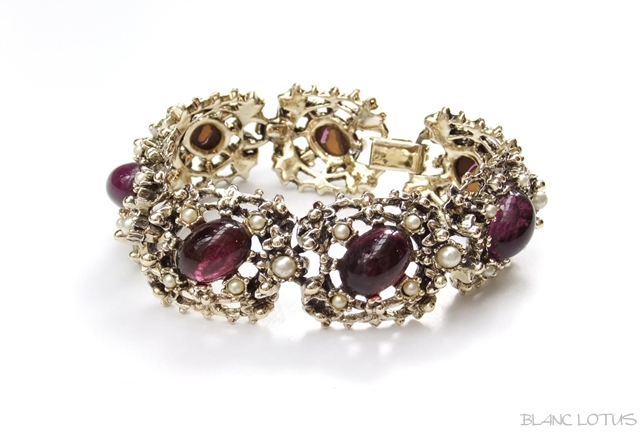 パープルのラインストーンのシルバーブレスレット