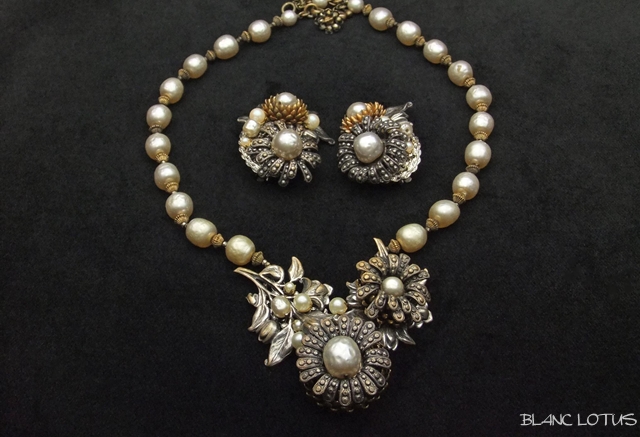 Miriam Haskell（ミリアム・ハスケル）のお花のネックレスとイヤリングのセット