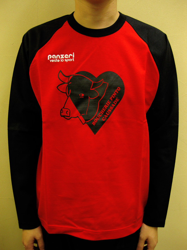 PANZERI “BOUCHERIE PINTO CAUSSADE”２トーンラグラン長袖Ｔシャツ