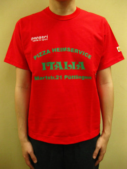 PANZERI “PIZZA HEIMSERVICE ITALIA” Ｓ／Ｓ Ｔシャツ／レッド