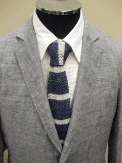 【送料無料】 ROYAL HEM Cotton/Linen Heather Border Knit Tie