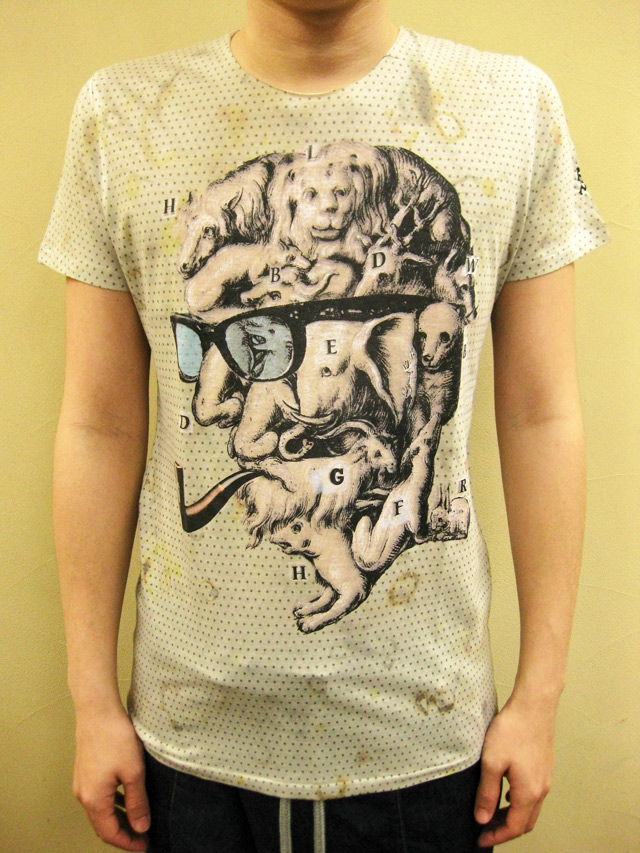 【送料無料】max six  ダメージ＆総プリント　“safari man”　半袖Ｔシャツ