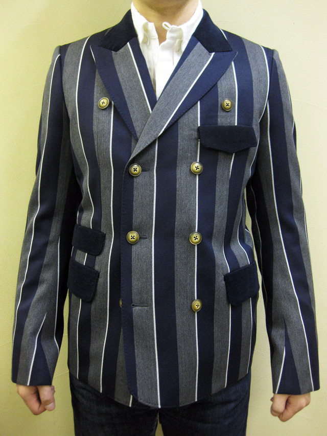 A(LeFRUDE)E レジメンタル風ストライプダブルブレストジャケット