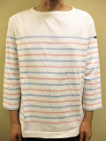 Le minor Multi Panel Border 3/4 Sleeve Tee/ルミノア　マルチパネルボーダー７分袖Ｔシャツ