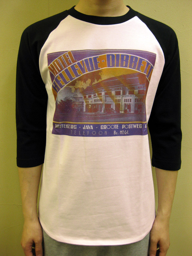 WTB　クラッシックホテル　ラグラン７分袖Ｔ　“HOTEL BELLEVUE-DIBBETS BOGOR JAVA”