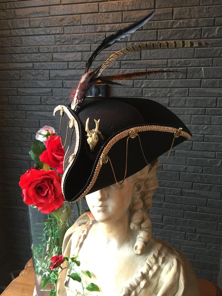 Bloody Roseオリジナル トリコーン帽子 スチームパンク仮面舞踏会 海賊帽子