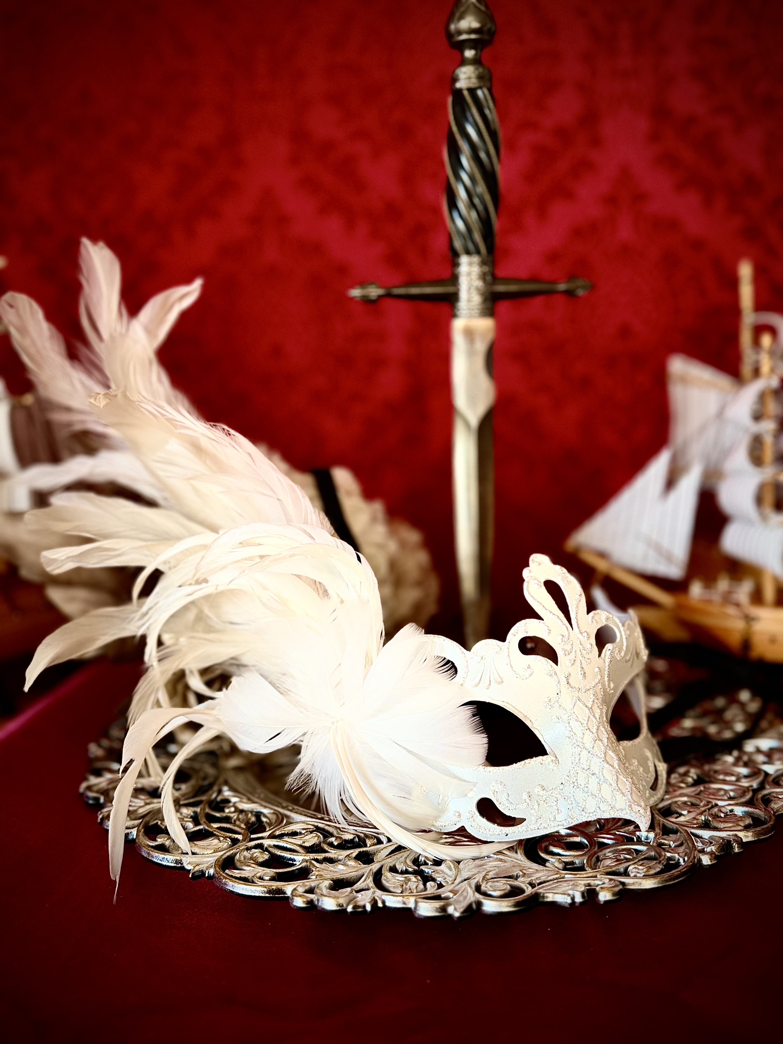 ヴェネチアンマスク ・仮面　ホワイト・ヴァニティ・プレイン