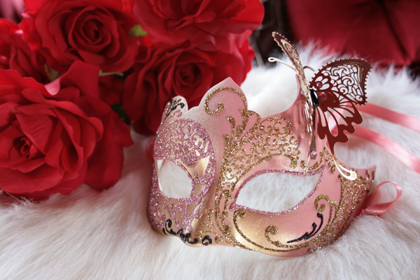 べネチアンマスク仮面　ゴシックバタフライ　蝶　ピンク