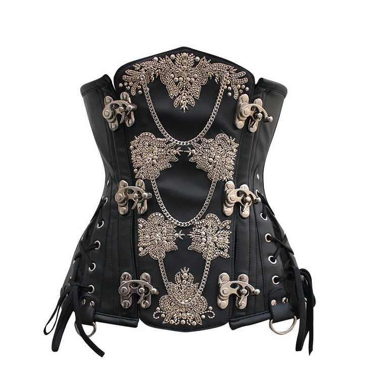 Black Corset★ビジューな豪華アンダーバストコルセット★サイズ22インチ